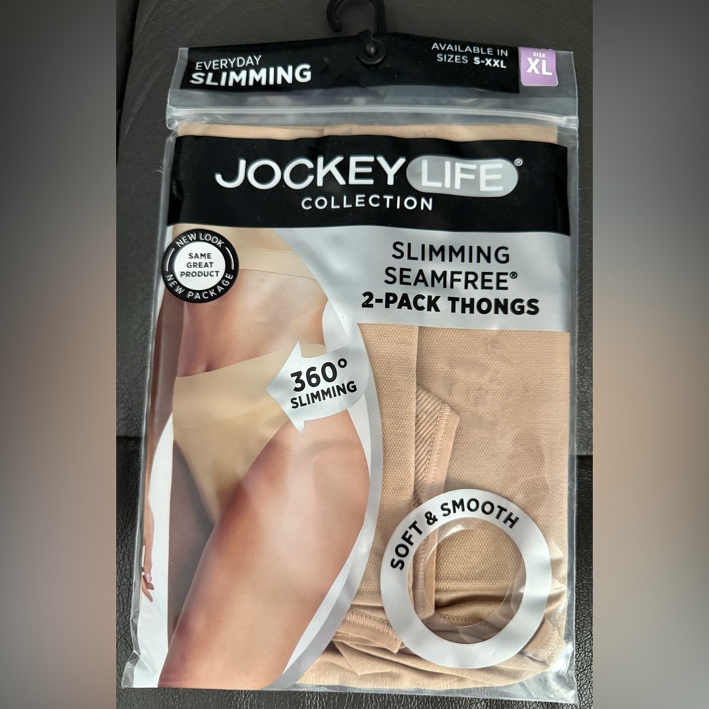 Jockey Slimming Seamfree 2 Pack Thongs.  Size XL.  Nude.  Soft And Smooth. NWT.